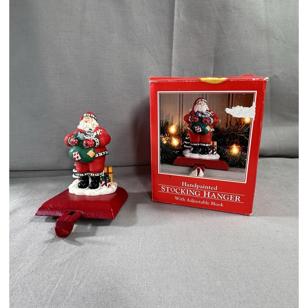 Vintage 1996 Potpourri Press Santa stocking hanger 4.5"x3.25"x2.75"  Has Wear